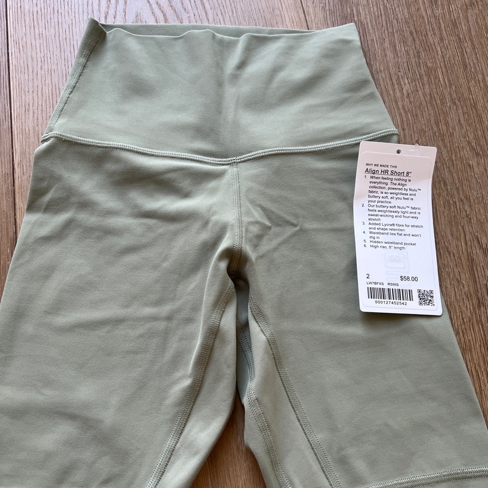 Nwt Lululemon 8” Align shorts 2 Rosemary Green